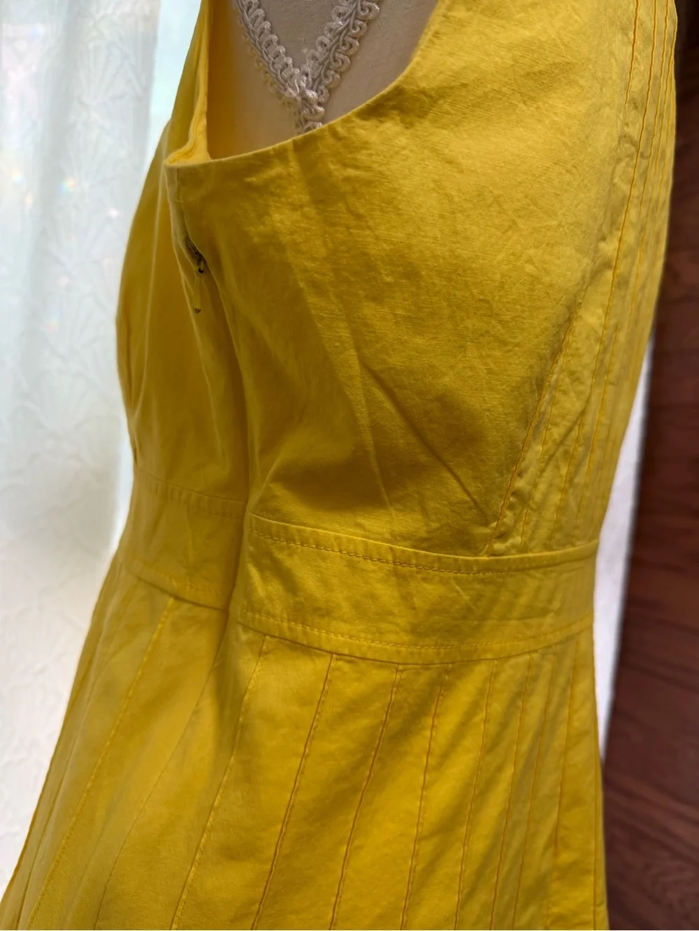 Tory Burch Yellow Sleeveless Midi Dress with Fringe Hem